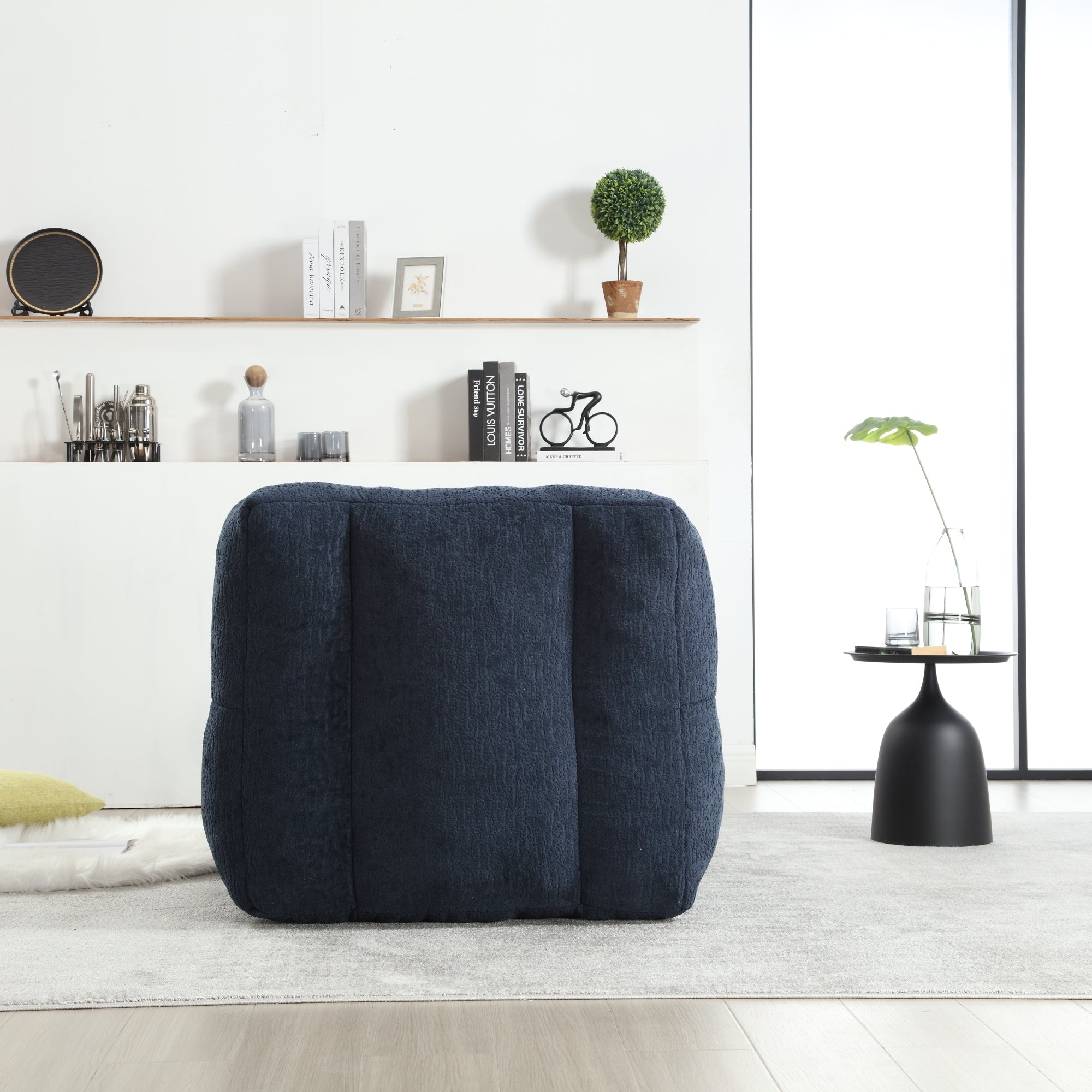 Fluffy bean bag chair, comfortable bean bag for adults and children, super soft lazy sofa chair with memory foam and ottoman, indoor modern focus bean bag chair for living room, bedroom, apartment
