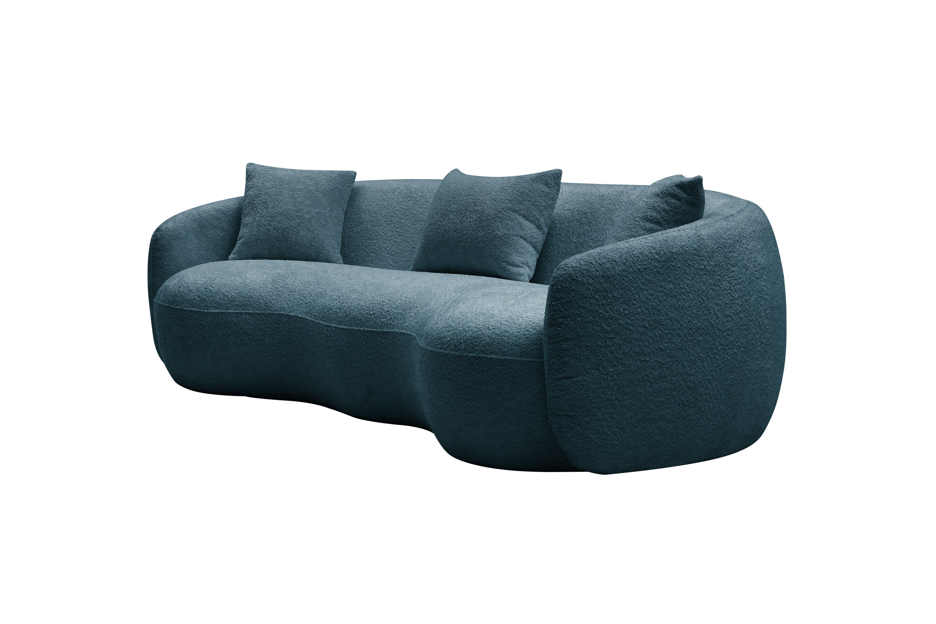 93.6inch Modern Curved Sofa,  Boucle Fabric Couch for Bedroom, Office, Apartment Blue